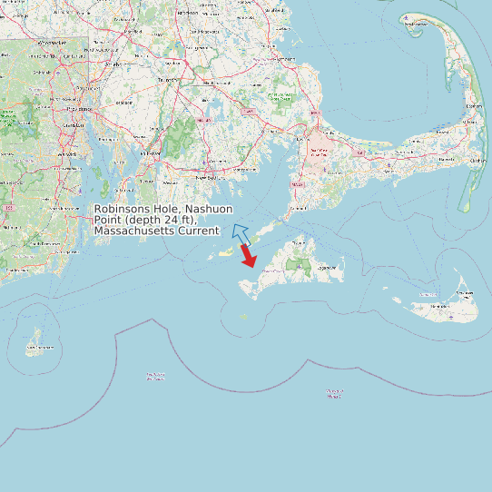 Robinsons Hole, Nashuon Point (depth 24 ft), Massachusetts Current map