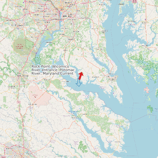 Map of Rock Point, Wicomico River entrance, Potomac River, Maryland Current Prediction Station