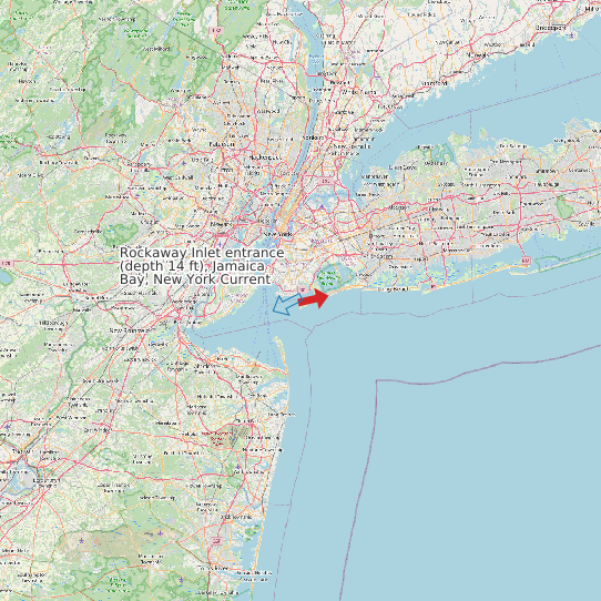 Rockaway Inlet entrance (depth 14 ft), Jamaica Bay, New York Current map