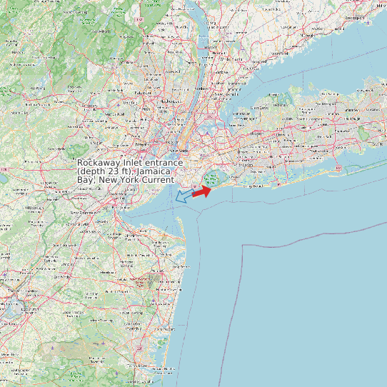 Map of Rockaway Inlet entrance (depth 23 ft), Jamaica Bay, New York Current Prediction Station
