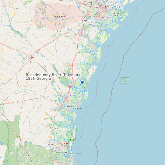 Map of Rockdedundy River (Daymark 185), Georgia Tide Prediction Station