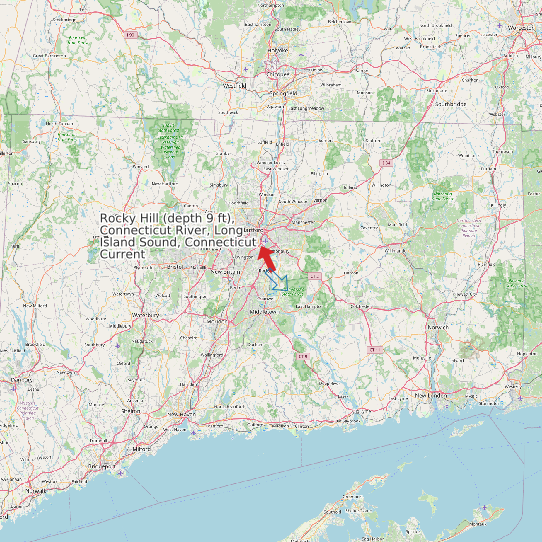 Map of Rocky Hill (depth 9 ft), Connecticut River, Long Island Sound, Connecticut Current Prediction Station