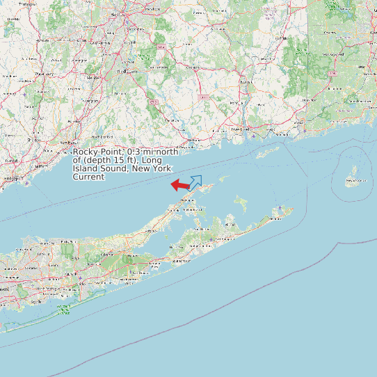 Map of Rocky Point, 0.3 mi north of (depth 15 ft), Long Island Sound, New York Current Prediction Station