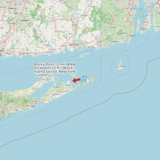Map of Rocky Point, 2 mi WNW of (depth 15 ft), Block Island Sound, New York Current Prediction Station