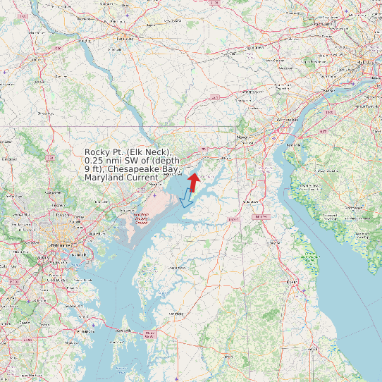 Rocky Pt. (Elk Neck), 0.25 nmi SW of (depth 9 ft), Chesapeake Bay, Maryland Current map
