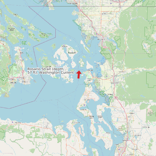 Rosario Strait (depth 57 ft), Washington Current map