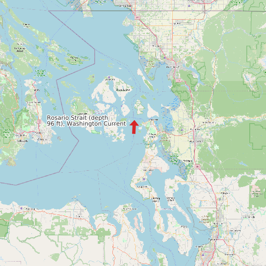 Map of Rosario Strait (depth 96 ft), Washington Current Prediction Station