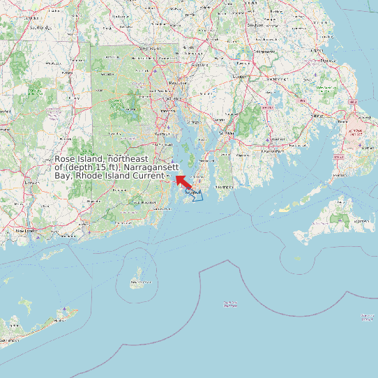 Rose Island, northeast of (depth 15 ft), Narragansett Bay, Rhode Island Current map