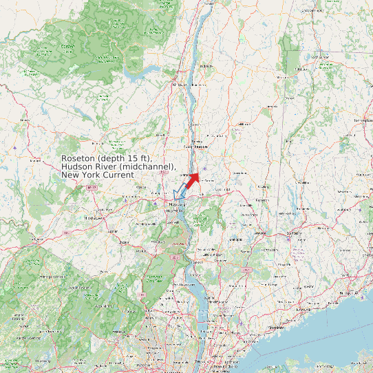 Map of Roseton (depth 15 ft), Hudson River (midchannel), New York Current Prediction Station