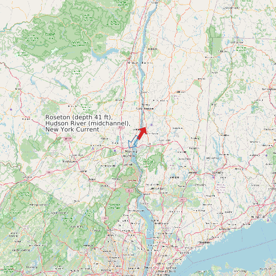 Roseton (depth 41 ft), Hudson River (midchannel), New York Current map