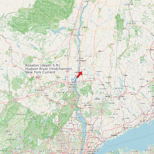 Map of Roseton (depth 5 ft), Hudson River (midchannel), New York Current Prediction Station