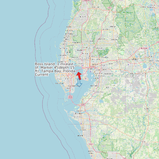 Ross Island, 1 mi east of, Marker 4 (depth 15 ft), Tampa Bay, Florida Current map
