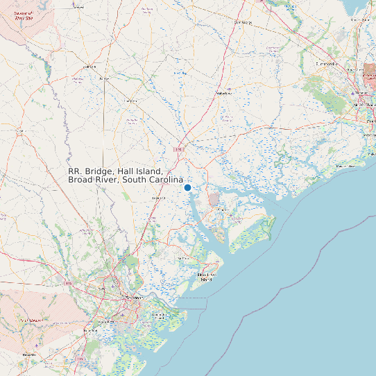 RR. Bridge, Hall Island, Broad River, South Carolina map