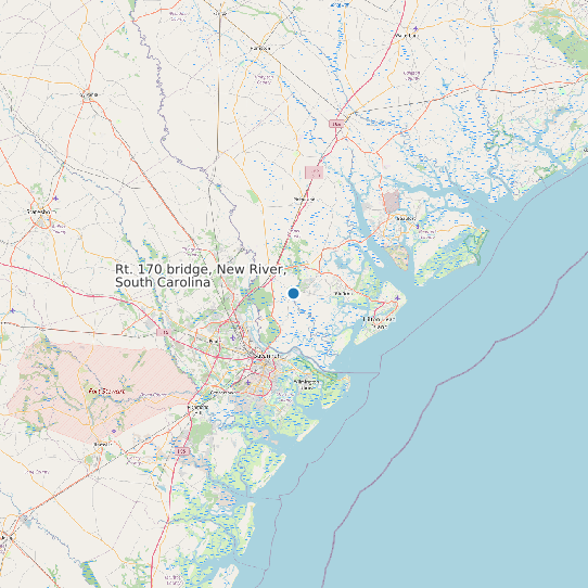 Map of Rt. 170 bridge, New River, South Carolina Tide Prediction Station