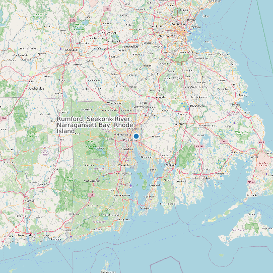 Map of Rumford, Seekonk River, Narragansett Bay, Rhode Island Tide Prediction Station