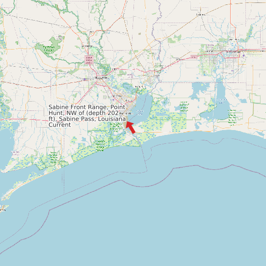 Map of Sabine Front Range, Point Hunt, NW of (depth 202 ft), Sabine Pass, Louisiana Current Prediction Station