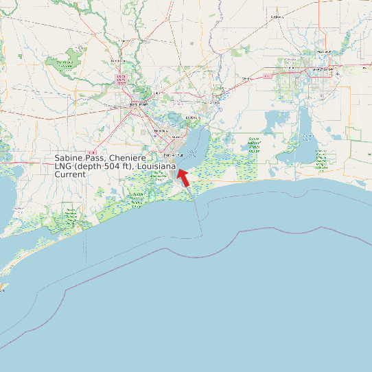 Map of Sabine Pass, Cheniere LNG (depth 504 ft), Louisiana Current Prediction Station