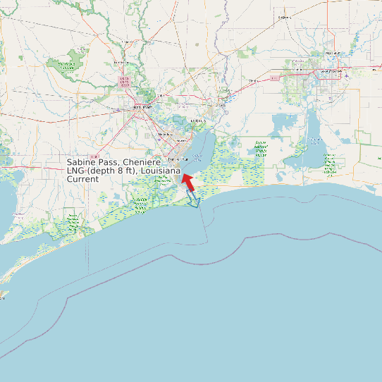 Sabine Pass, Cheniere LNG (depth 8 ft), Louisiana Current map