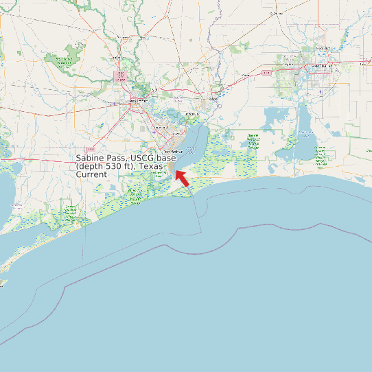 Sabine Pass, USCG base (depth 530 ft), Texas Current map