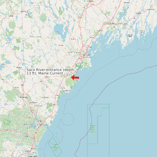 Saco River entrance (depth 13 ft), Maine Current map