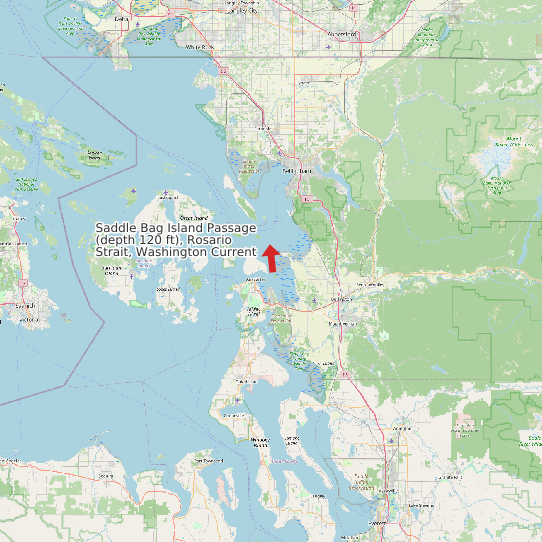 Map of Saddle Bag Island Passage (depth 120 ft), Rosario Strait, Washington Current Prediction Station
