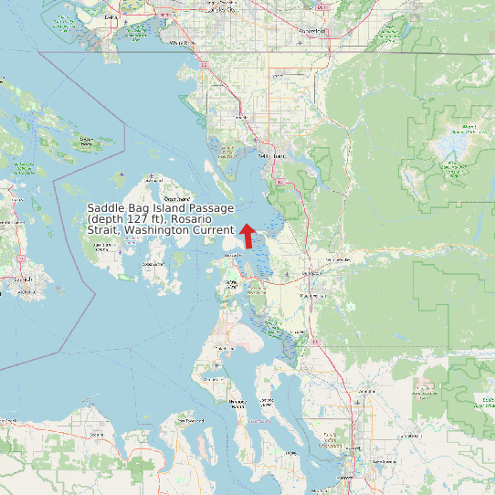 Map of Saddle Bag Island Passage (depth 127 ft), Rosario Strait, Washington Current Prediction Station