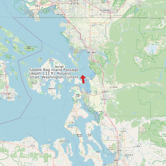 Saddle Bag Island Passage (depth 133 ft), Rosario Strait, Washington Current map