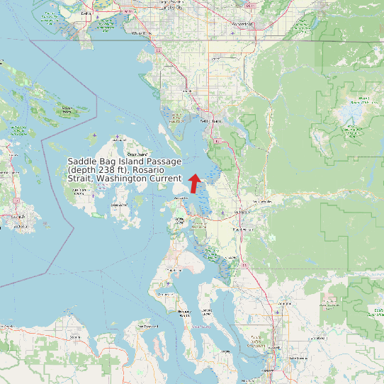 Map of Saddle Bag Island Passage (depth 238 ft), Rosario Strait, Washington Current Prediction Station