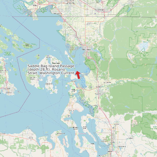 Map of Saddle Bag Island Passage (depth 28 ft), Rosario Strait, Washington Current Prediction Station