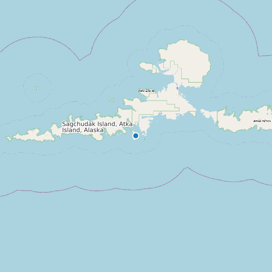 Map of Sagchudak Island, Atka Island, Alaska Tide Prediction Station