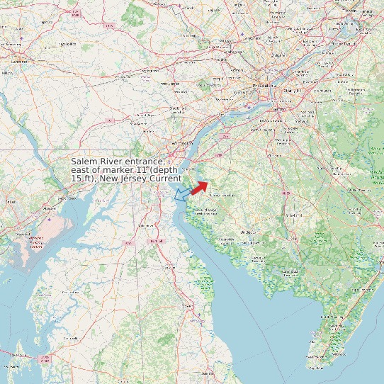 Salem River entrance, east of marker 11 (depth 15 ft), New Jersey Current map