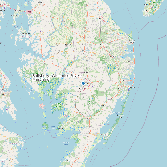 Map of Salisbury, Wicomico River, Maryland Tide Prediction Station