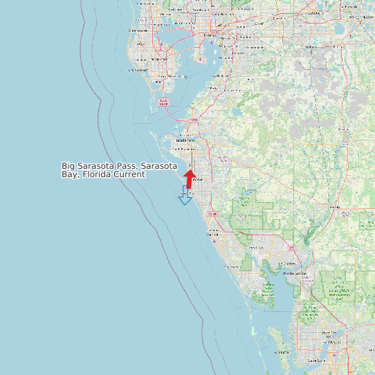 Map of Big Sarasota Pass, Sarasota Bay, Florida Current Prediction Station