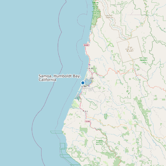 Map of Samoa, Humboldt Bay, California Tide Prediction Station