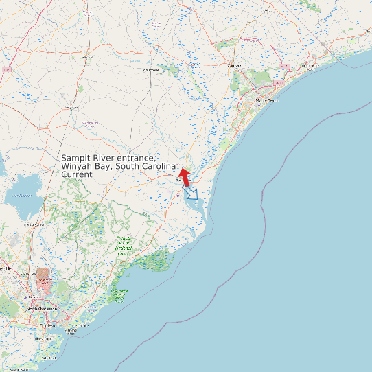 Map of Sampit River entrance, Winyah Bay, South Carolina Current Prediction Station