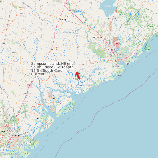 Map of Sampson Island, NE end, South Edisto Riv. (depth 15 ft), South Carolina Current Prediction Station