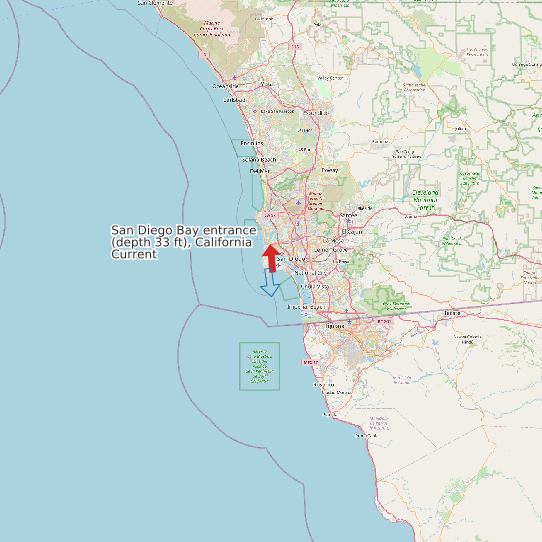 Map of San Diego Bay entrance (depth 33 ft), California Current Prediction Station