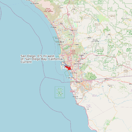 Map of San Diego, 0.5 mi west of, San Diego Bay, California Current Prediction Station