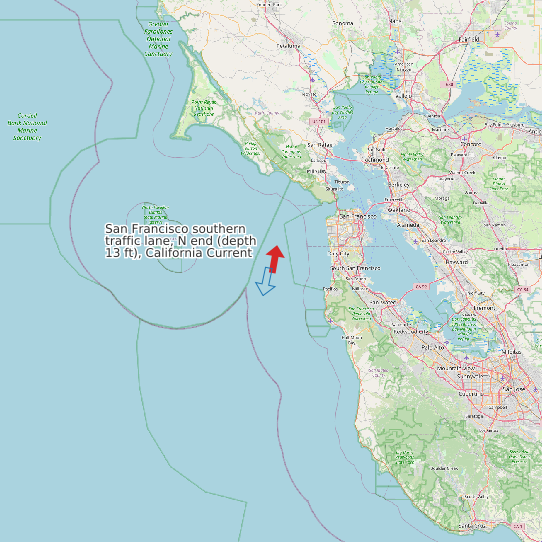 San Francisco southern traffic lane, N end (depth 13 ft), California Current map