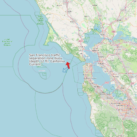 Map of San Francisco traffic separation zone buoy (depth 12 ft), California Current Prediction Station