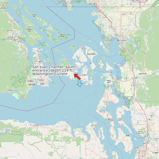 San Juan Channel, south entrance (depth 114 ft), Washington Current map
