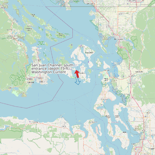 Map of San Juan Channel, south entrance (depth 75 ft), Washington Current Prediction Station