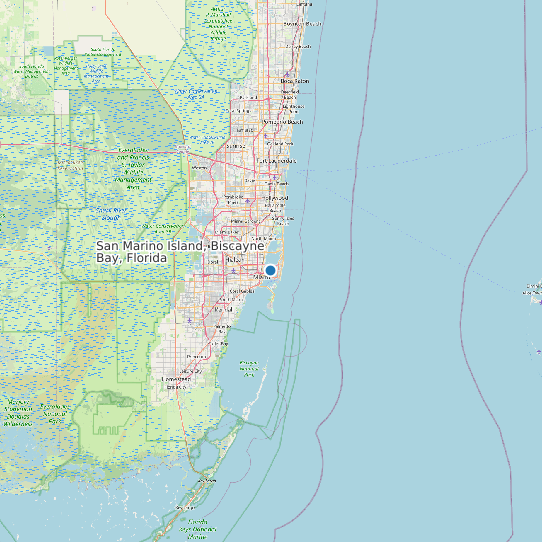 Map of San Marino Island, Biscayne Bay, Florida Tide Prediction Station