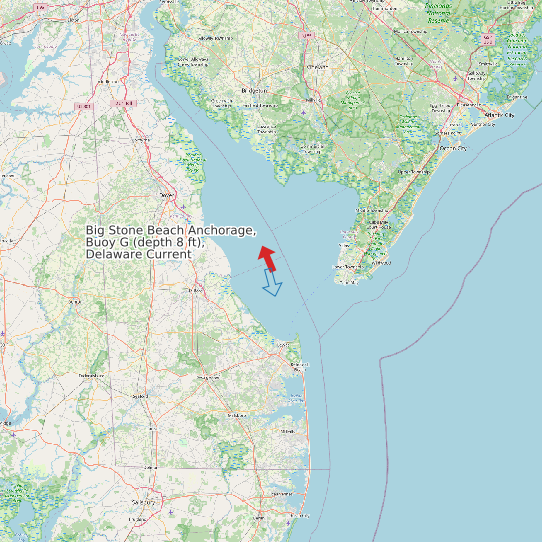 Map of Big Stone Beach Anchorage, Buoy G (depth 8 ft), Delaware Current Prediction Station