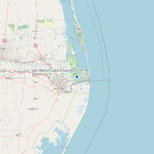 Map of San Martin Lake Channel, Texas Tide Prediction Station