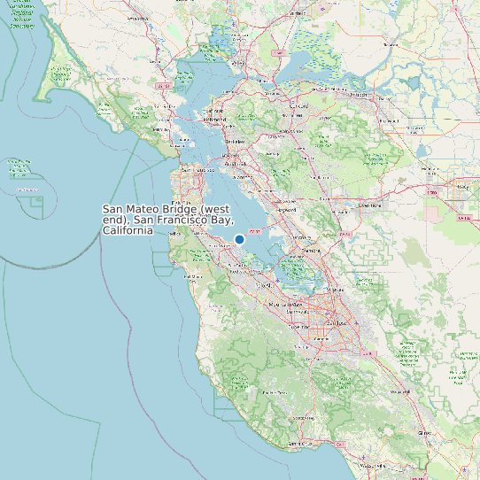 Map of San Mateo Bridge (west end), San Francisco Bay, California Tide Prediction Station