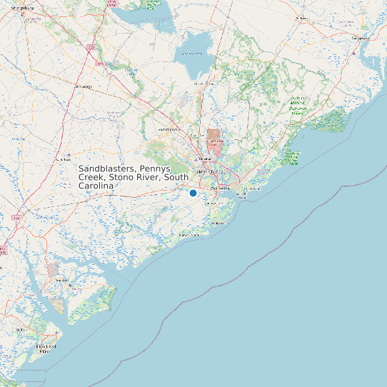 Map of Sandblasters, Pennys Creek, Stono River, South Carolina Tide Prediction Station