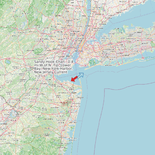 Map of Sandy Hook Chan., 0.4 mi W of N. Tip, Lower Bay, New York Harbor, New Jersey Current Prediction Station