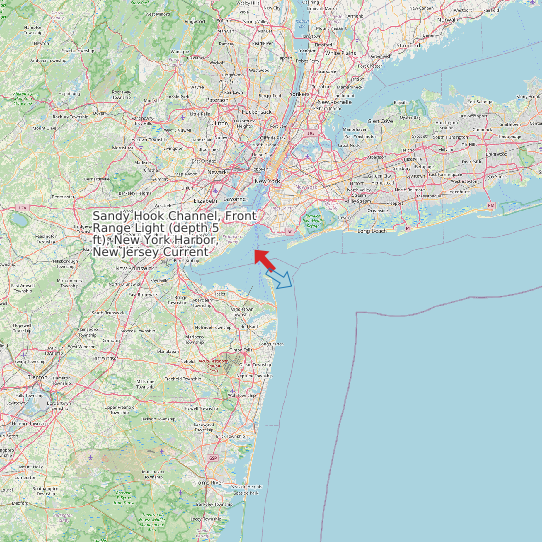 Sandy Hook Channel, Front Range Light (depth 5 ft), New York Harbor, New Jersey Current map