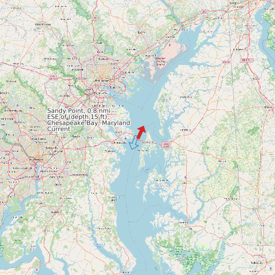 Sandy Point, 0.8 nmi ESE of (depth 15 ft), Chesapeake Bay, Maryland Current map
